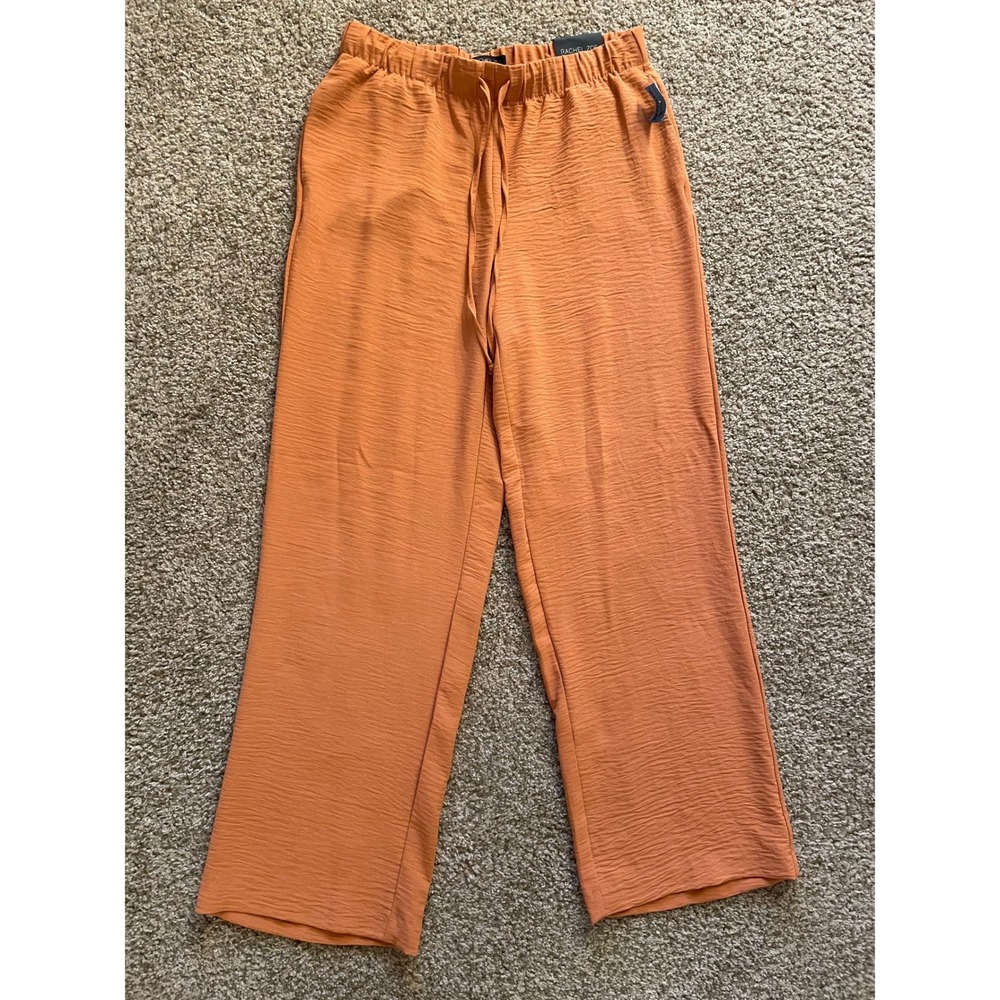 Rachel Zoe Burnt Orange Mid-Rise Straight Leg Crinkle Pants Small NWT twee indie